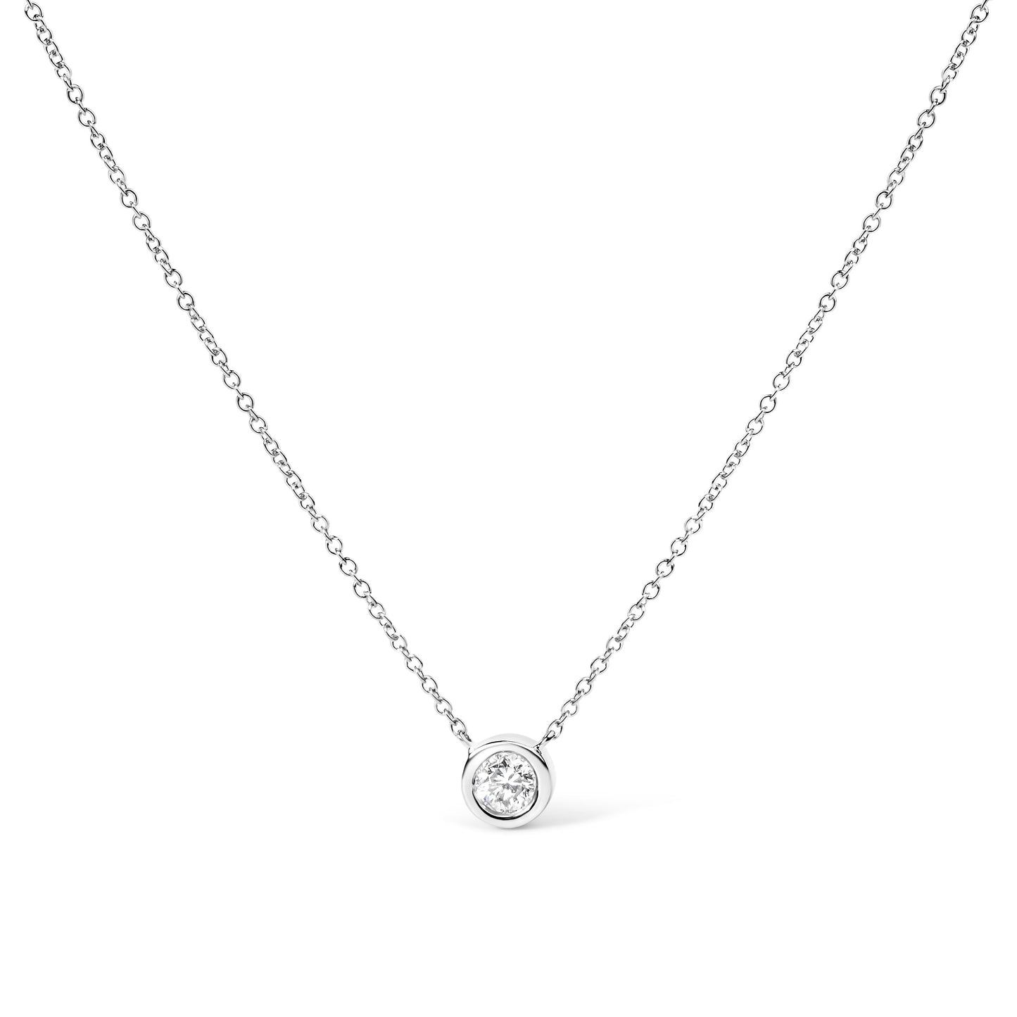 2 Micron 14K Rose Gold Plated Sterling Silver Bezel-Set Diamond Solitaire Pendant Necklace (1/3 cttw, H-I Color, I1-I2 Clarity)