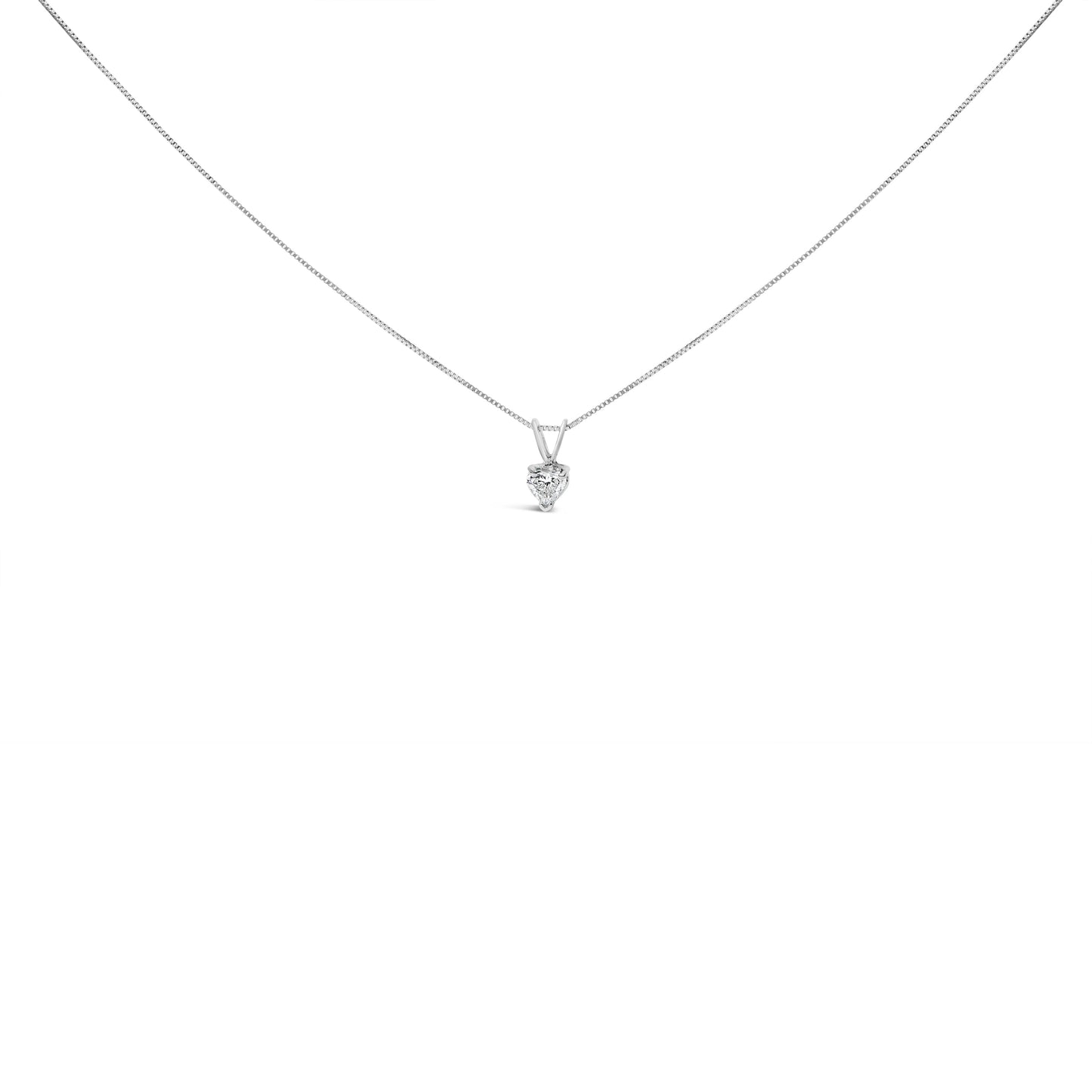 14K White Gold 3/8 Cttw Heart-Shaped Diamond Classic Solitaire 18" Pendant Necklace (H-I Color, VS2-SI1 Clarity)