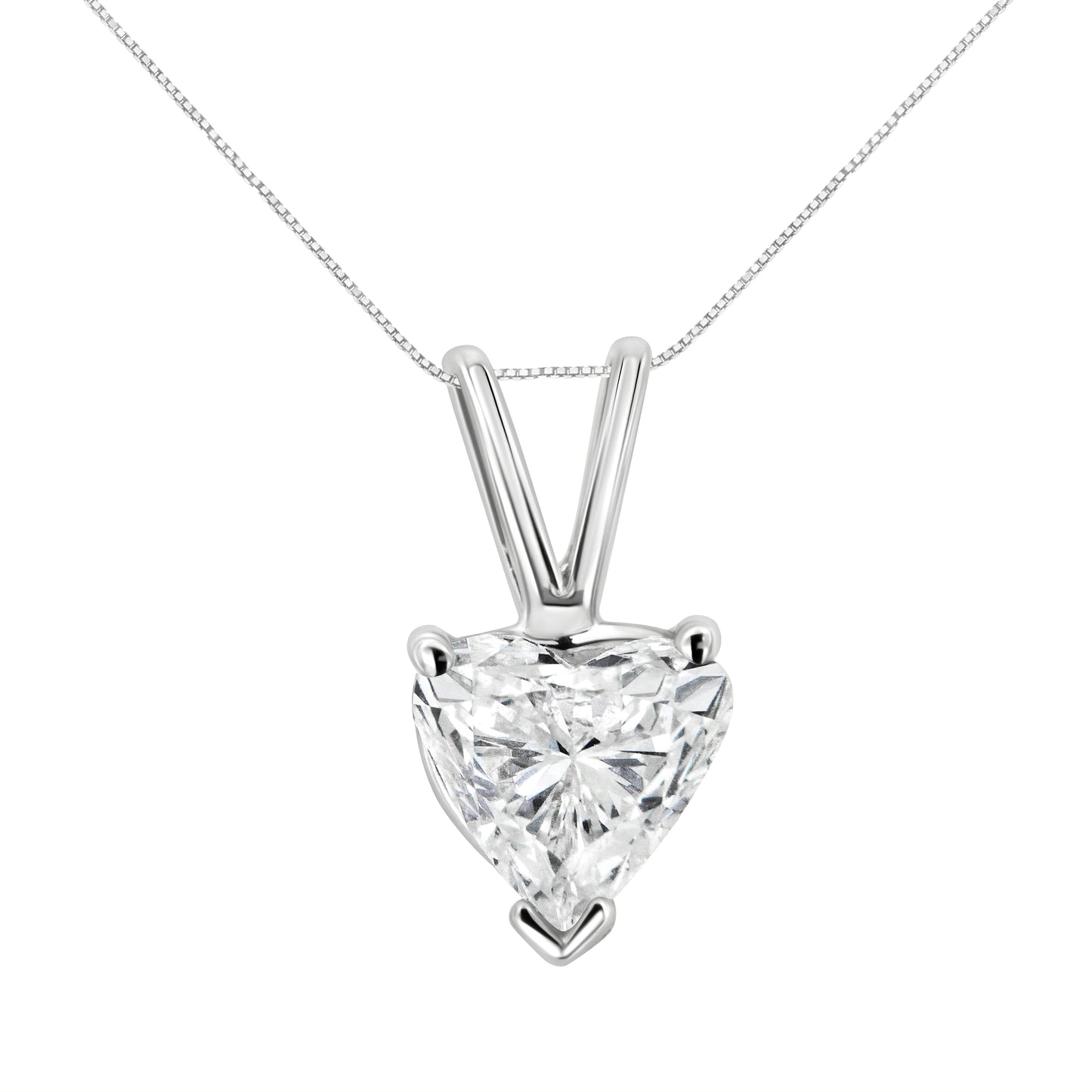 14K White Gold 1/5 Cttw 3-Prong Set Heart Shaped Solitaire Lab Grown Diamond 18" Pendant Necklace (F-G Color, VS2-SI1 Clarity)