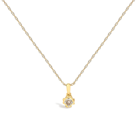 14K Yellow Gold Plated Sterling Silver 1/5 Cttw Diamond Swirl Pendant Necklace
