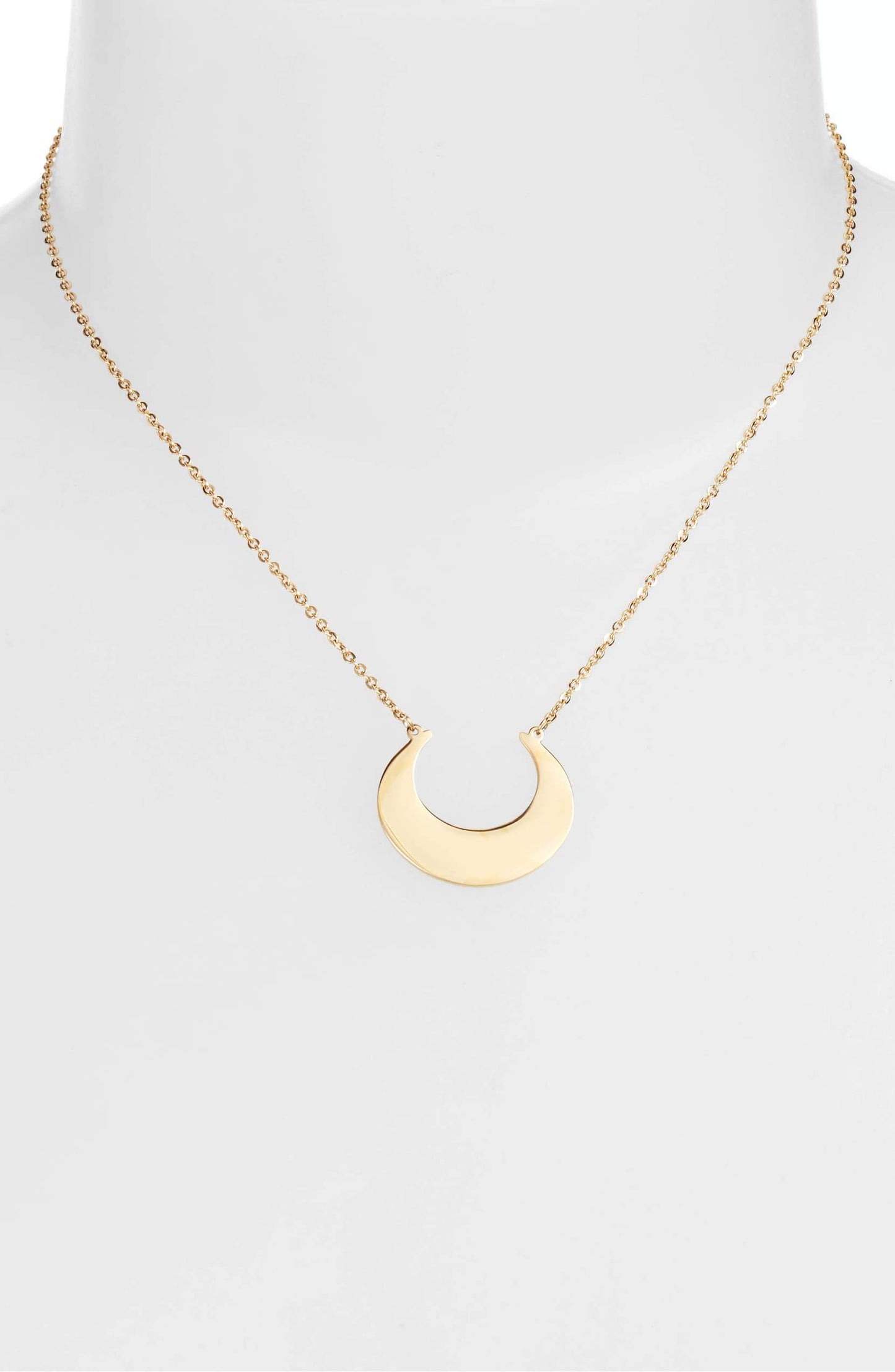 Solid Crescent Focal Necklace - Gold