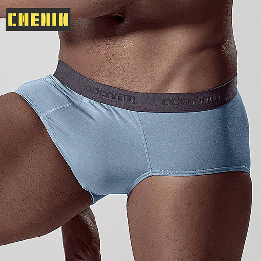 Solid Breathable Bikini Cotton Men Underwear