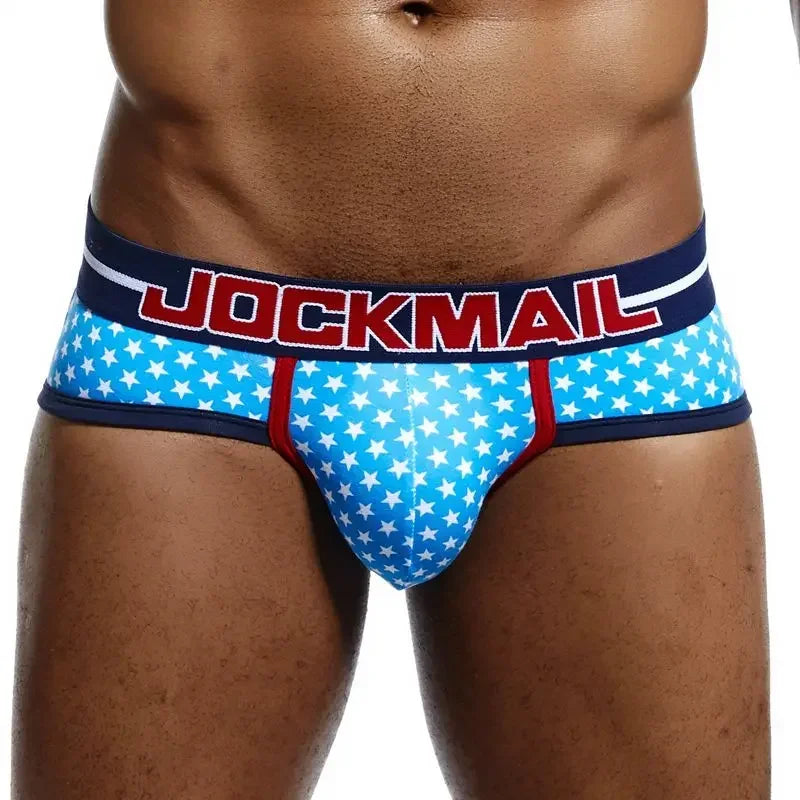 JOCKMAIL Men's Print Underwear Brief (Bulge Pouch, Low Waist, Cotton)