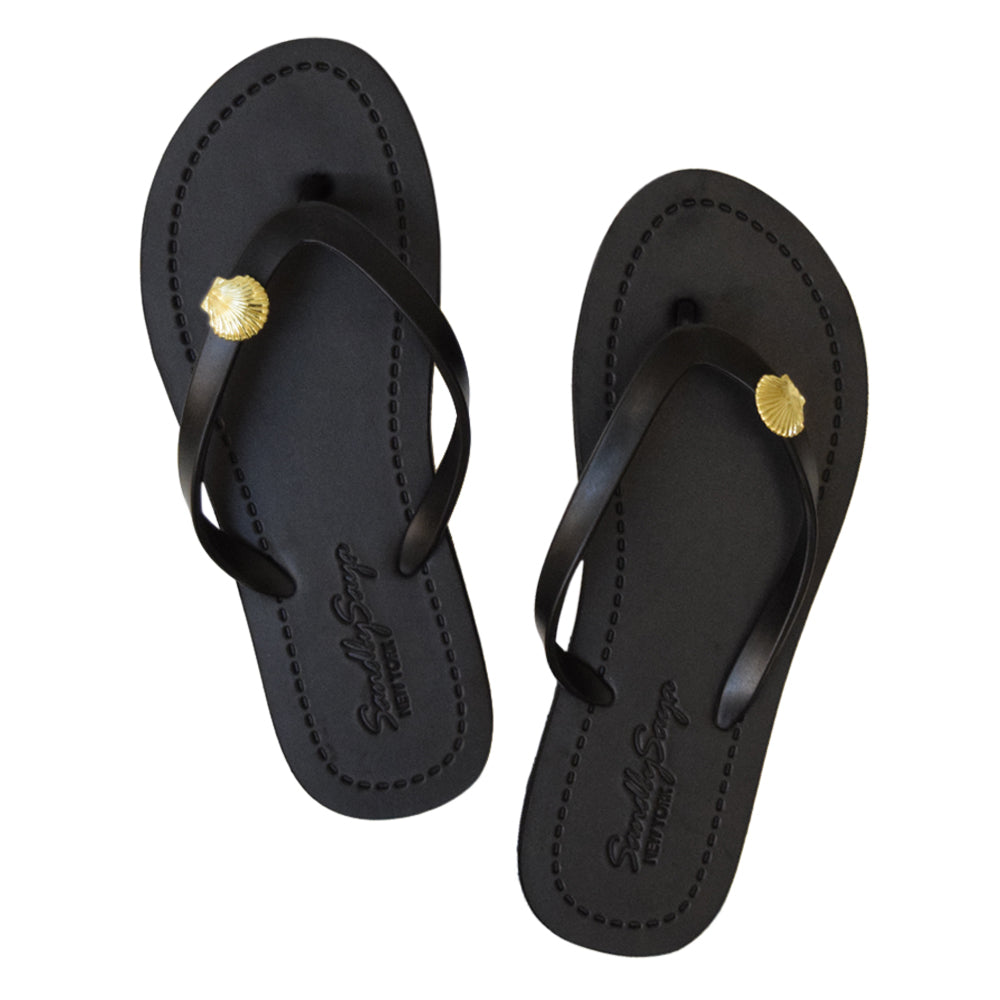 Gold Shell - Studs Flat Flip Flops Sandal