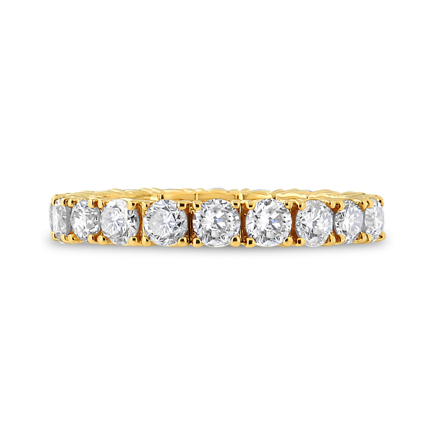 14K Yellow Gold 2.00 Cttw Shared Prong Set Round Cut Diamond Eternity Band (J-K Color, VS1-VS2 Clarity) - Ring Size 6.75