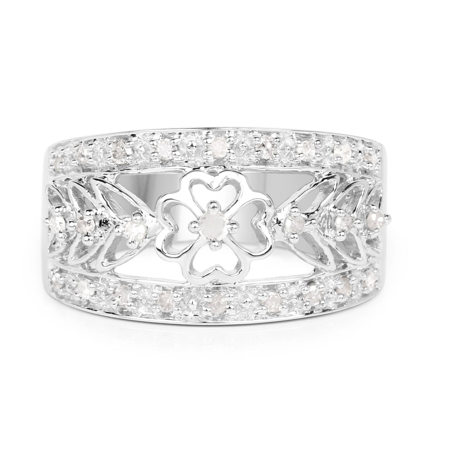 0.31 Carat Genuine White Diamond .925 Sterling Silver Ring