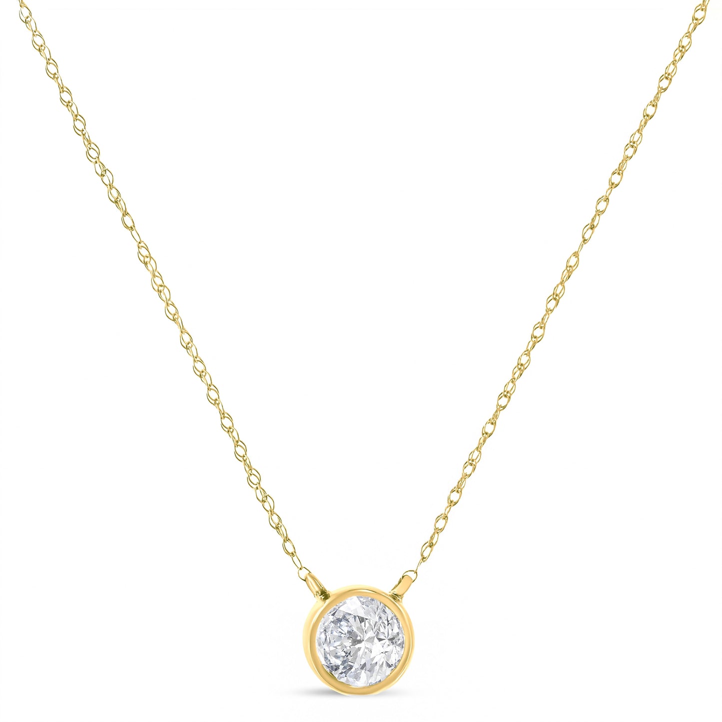 .925 Sterling Silver 1/10 Cttw Round-Cut Diamond Bezel 18" Pendant Necklace (J-K Color, I1-I2 Clarity)