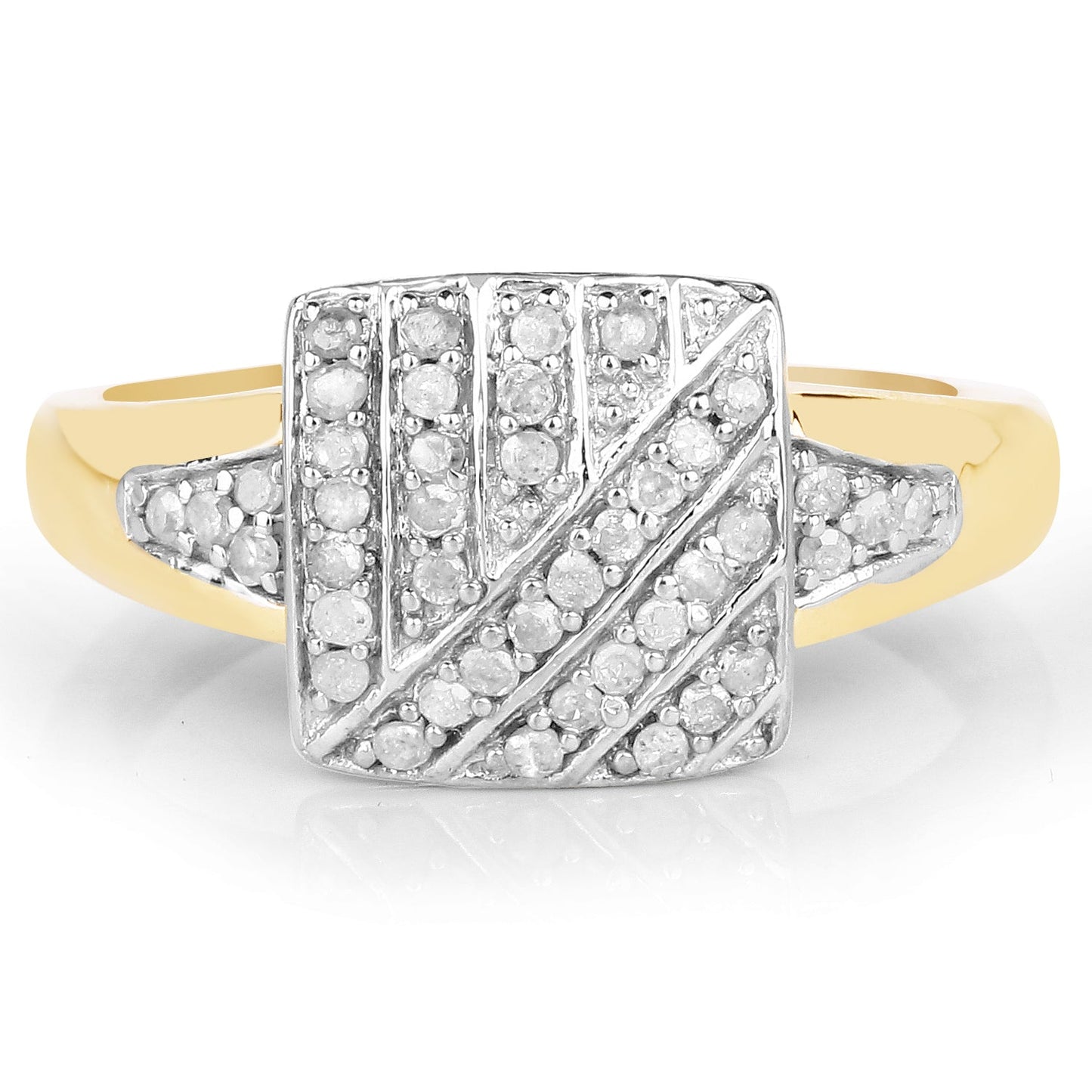 14K Yellow Gold Plated 0.23 Carat Genuine White Diamond .925 Sterling Silver Ring