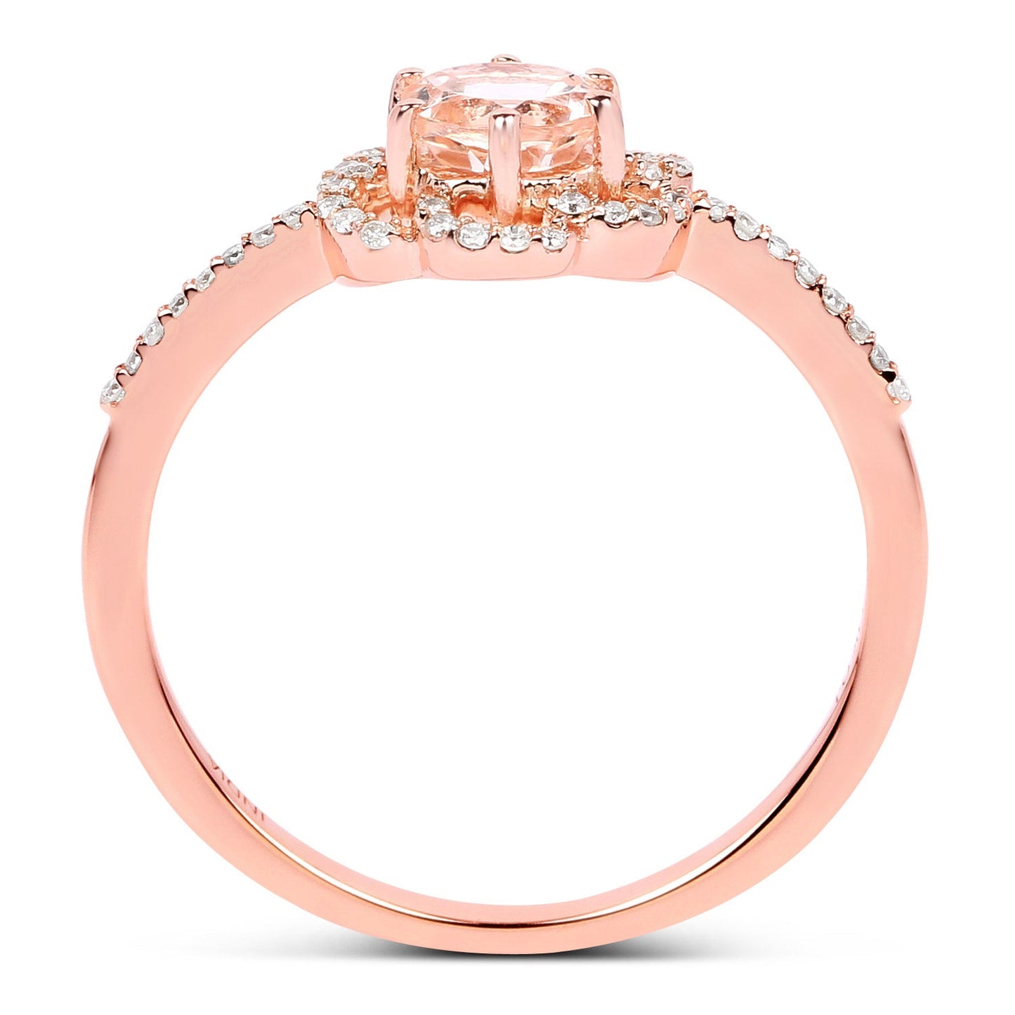 0.54 Carat Genuine Morganite and White Diamond 14K Rose Gold Ring