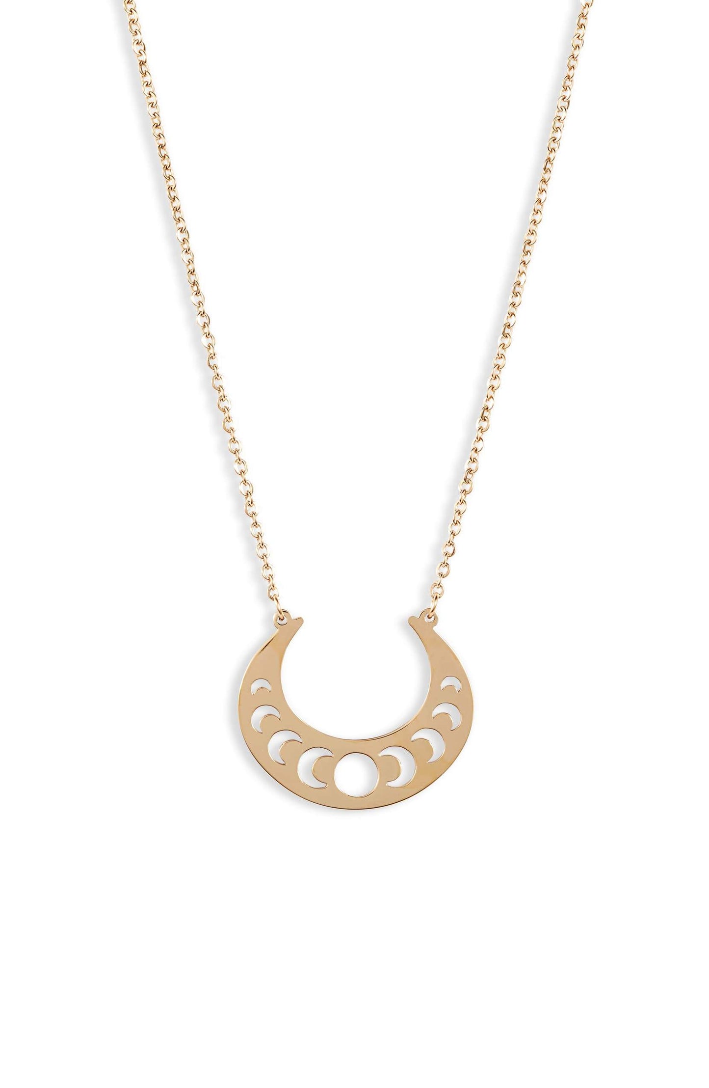 Open Crescent Focal Necklace - Gold