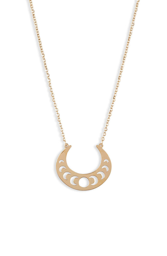 Open Crescent Focal Necklace - Gold