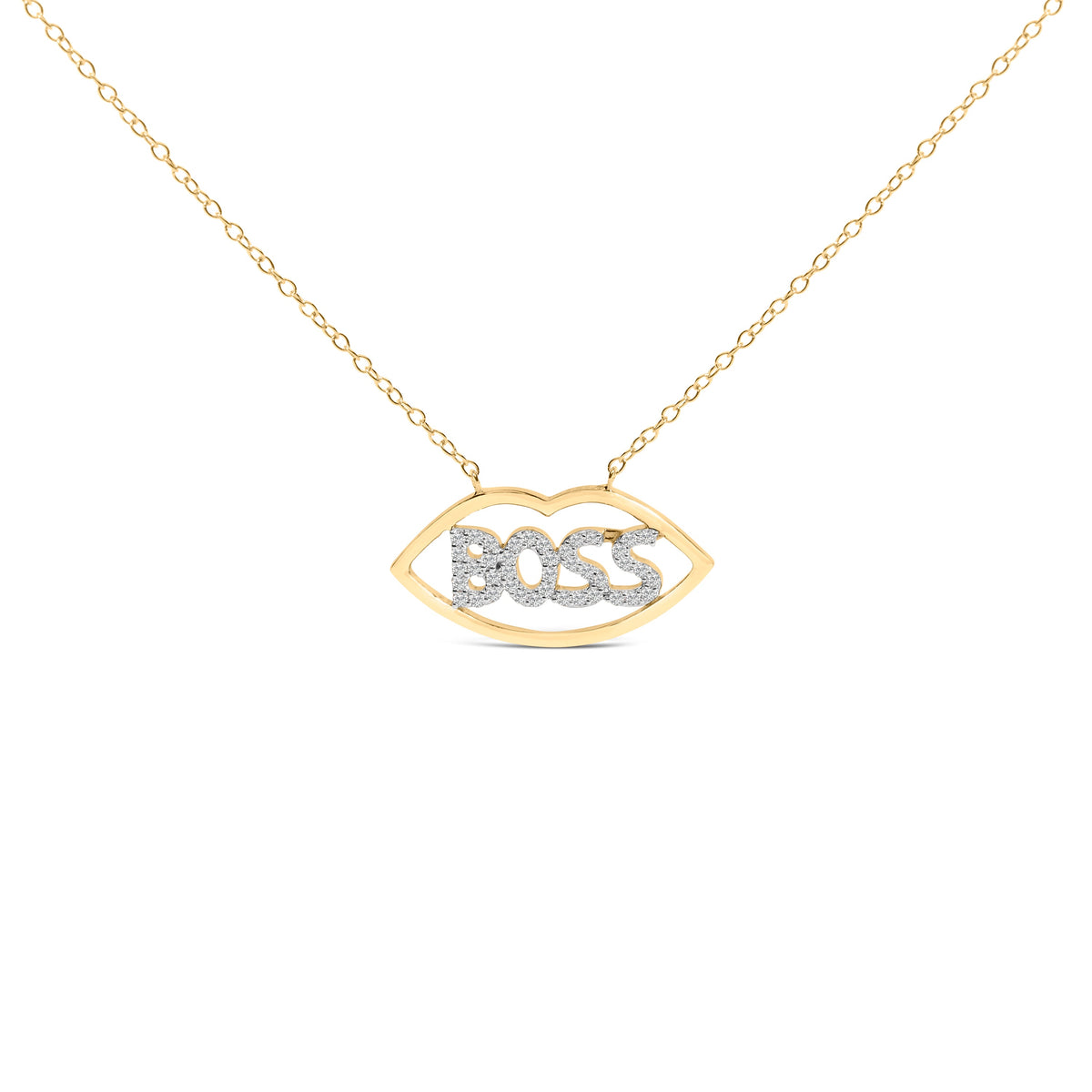 14K Yellow Gold Plated Silver 1/4 Cttw Diamond "Boss" Pendant Necklace - 18 Inch