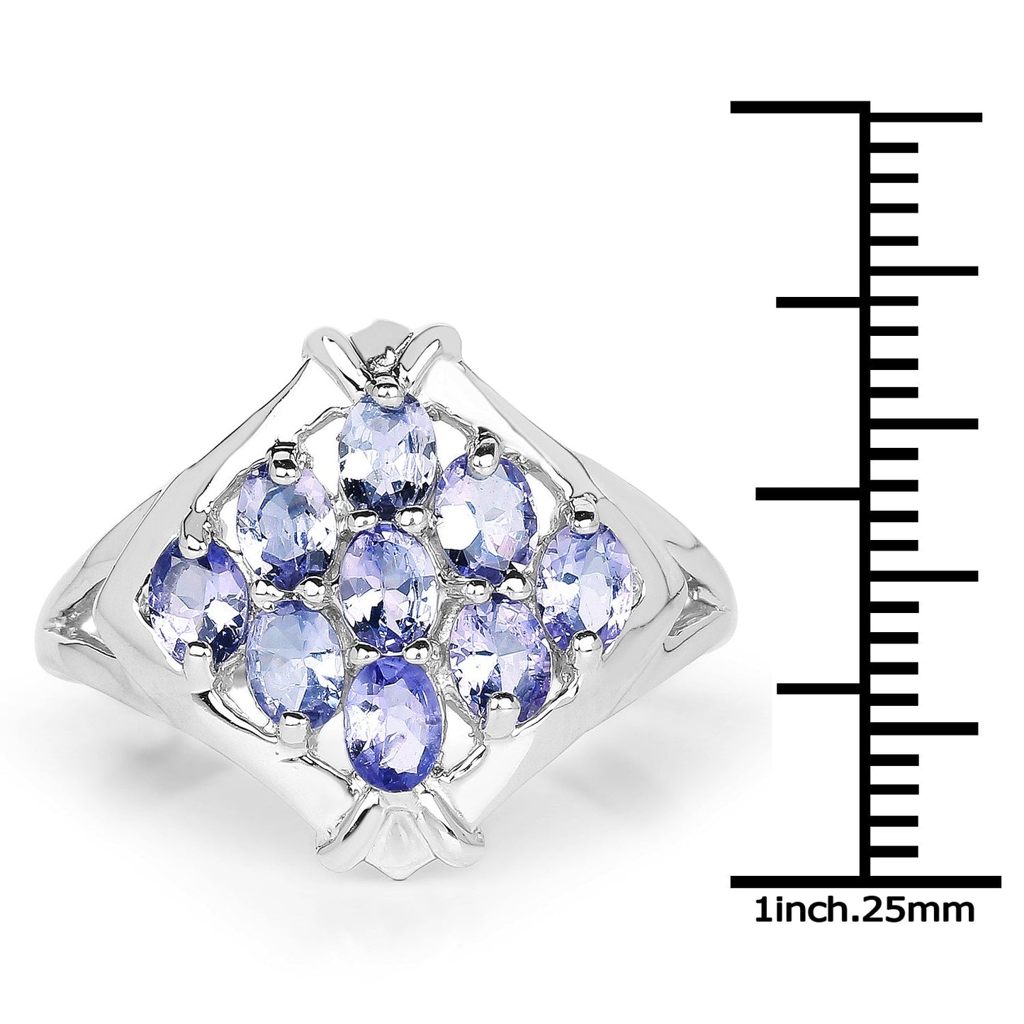 1.53 Carat Genuine Tanzanite .925 Sterling Silver Ring