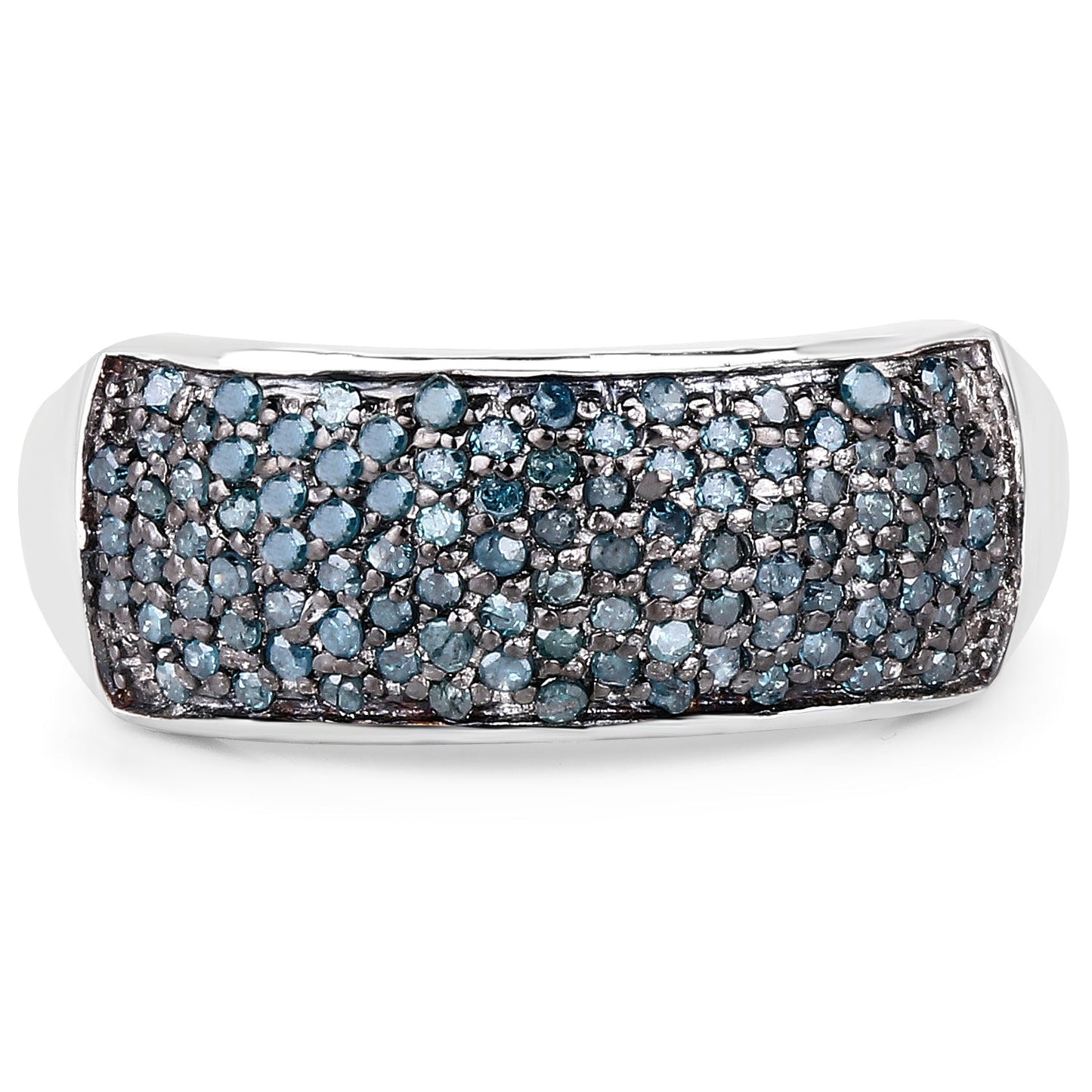 0.42 Carat Genuine Blue Diamond .925 Sterling Silver Ring