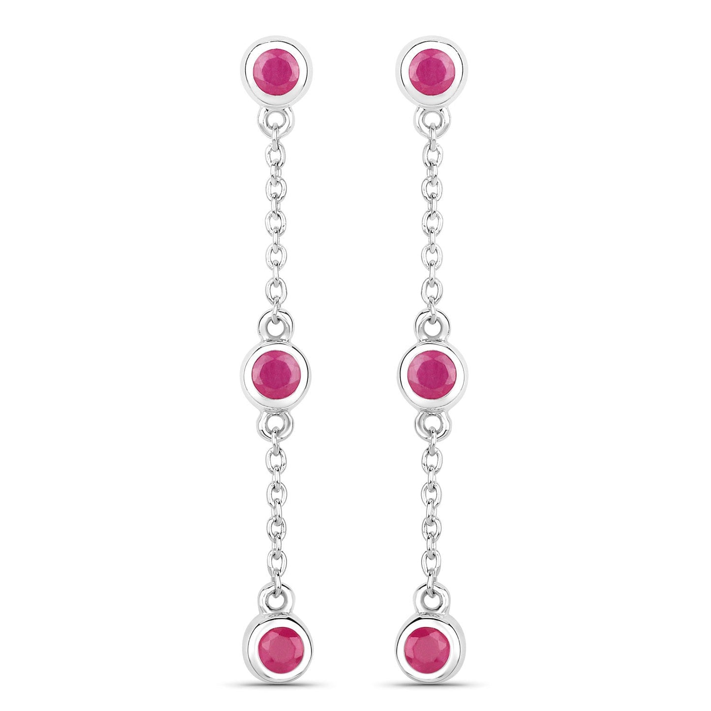 0.78 Carat Genuine Ruby .925 Sterling Silver Earrings