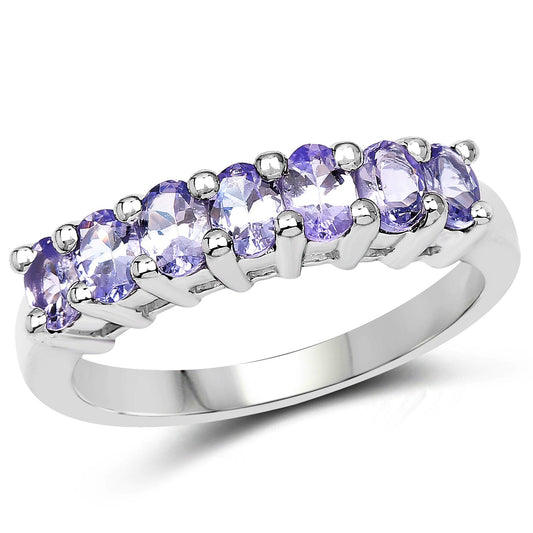 1.19 Carat Genuine Tanzanite .925 Sterling Silver Ring