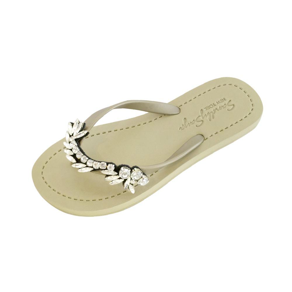 Nomad - Rhinestone Flip Flops Flat Sandals