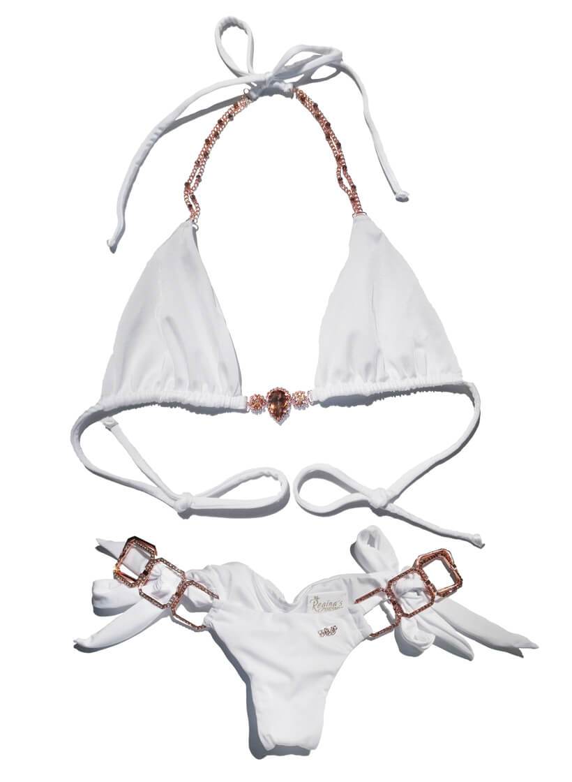 Tessa Triangle Top & Tie Side Bottom - White