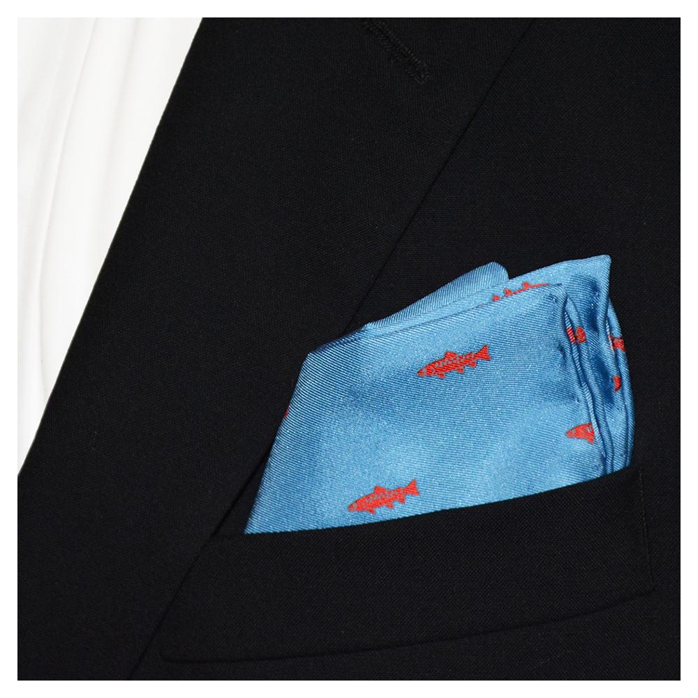 Trout Pocket Square - Light Blue