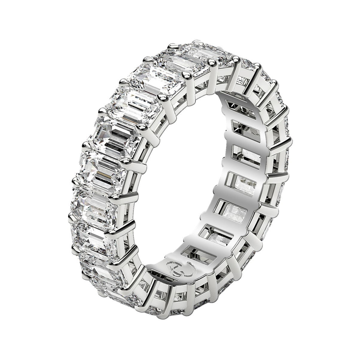 Emerald Cut Lab Grown Diamond Eternity Ring in 14k White Gold (2 cttw FG/VS2)