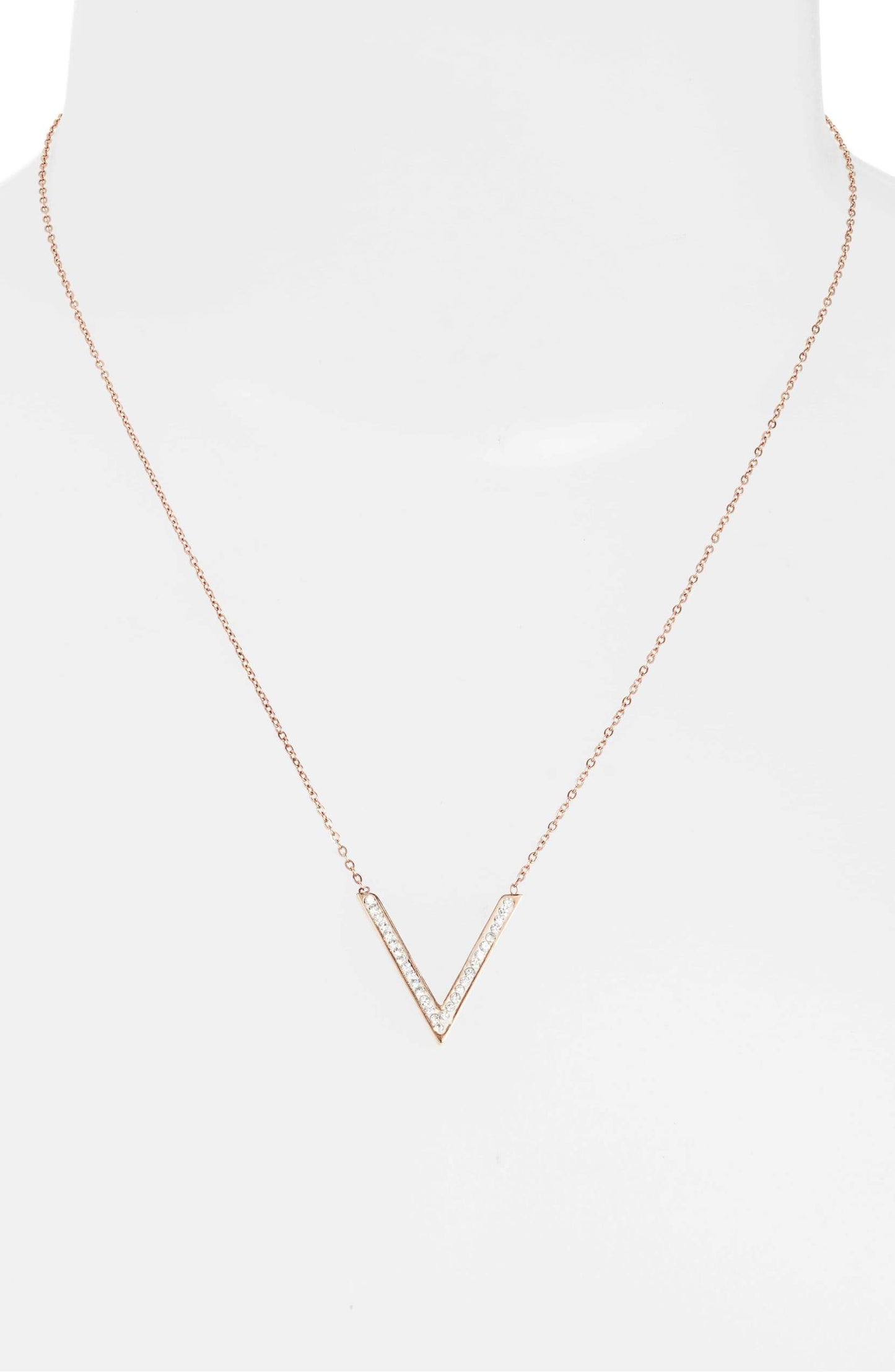 Pave v Charm Necklace