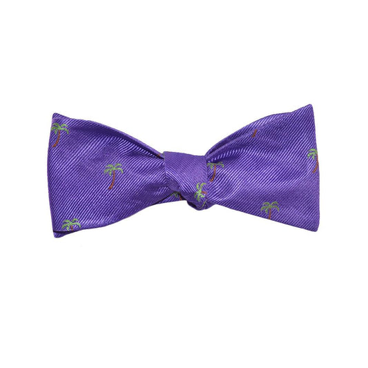 Palm Tree Bow Tie - Purple, Woven Silk