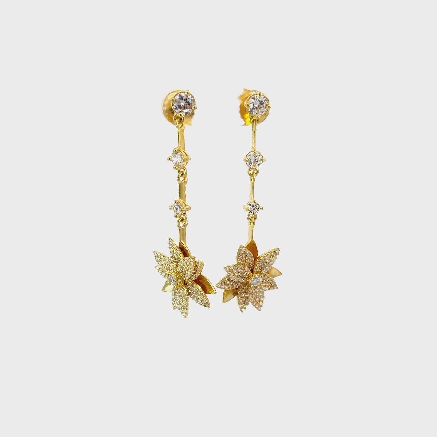 Dahlia Drop Earrings Gold White