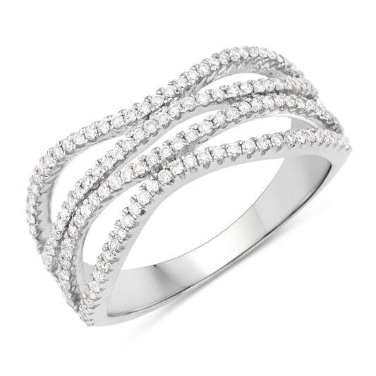 0.46 Carat Genuine White Diamond 14K White Gold Ring (F-G Color, SI Clarity)