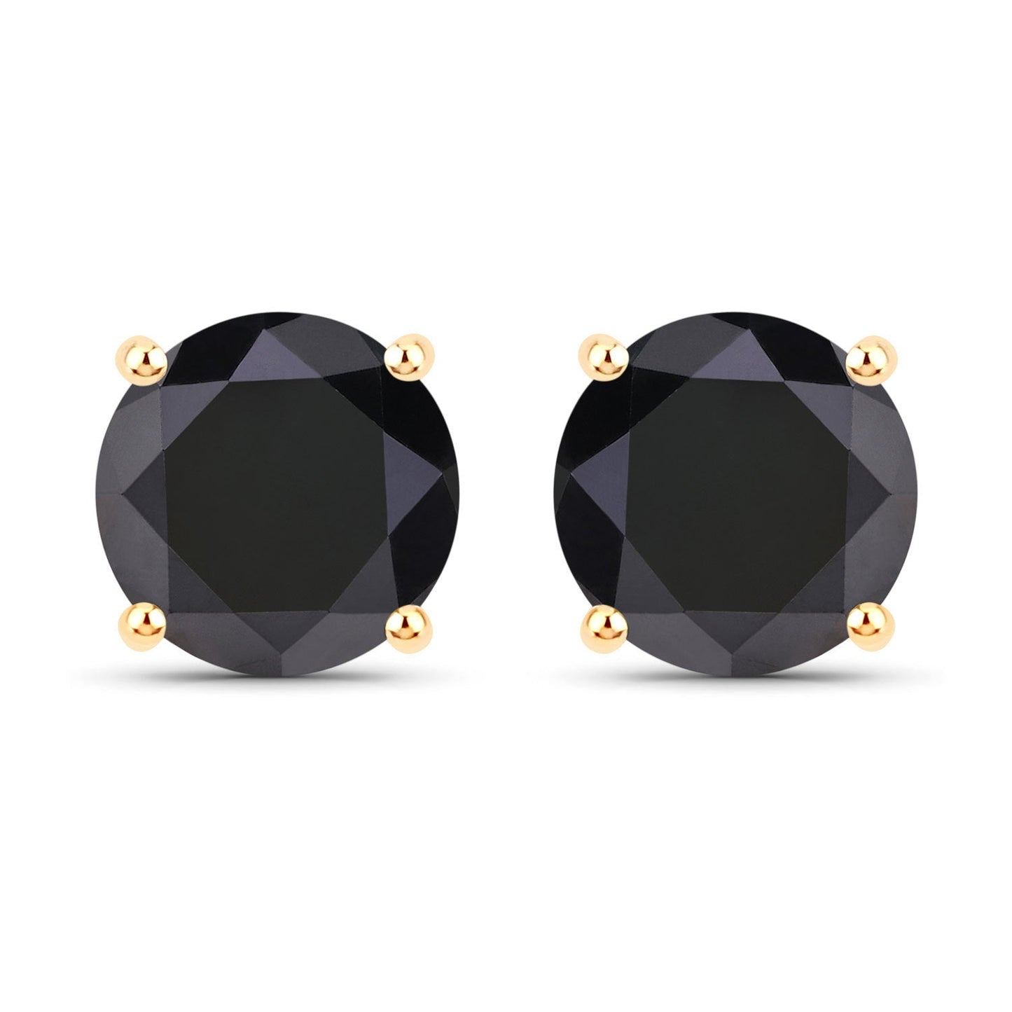 4.30 Carat Genuine Black Diamond 14K Yellow Gold Earrings