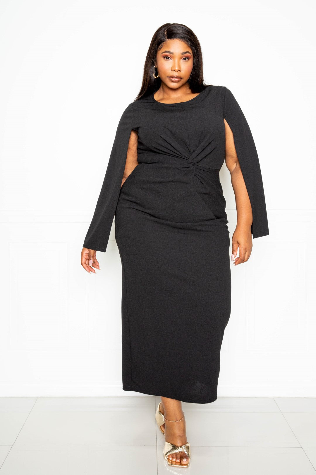 Caped Beautifully Dress (Black)