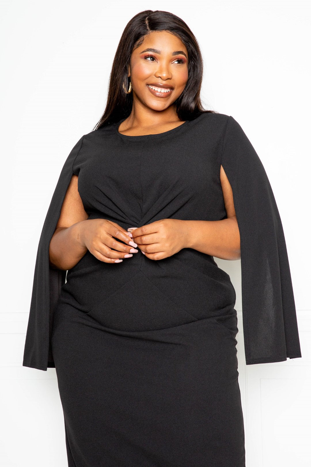 Caped Beautifully Dress (Black)