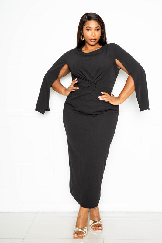 Caped Beautifully Dress (Black)