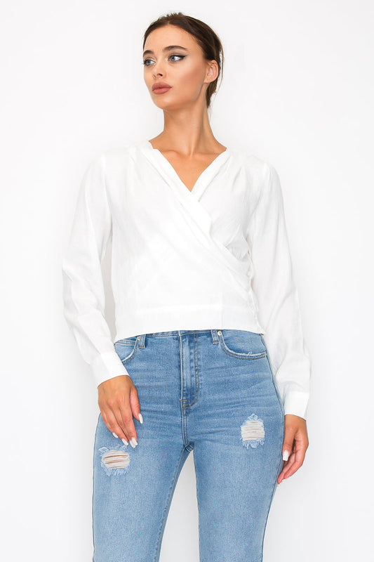 Chicly Wrapped Top (Off White)