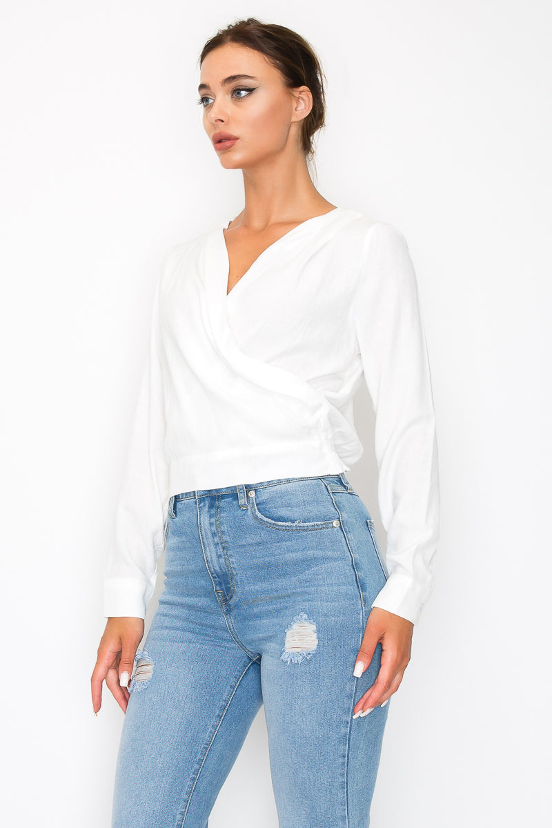 Chicly Wrapped Top (Off White)