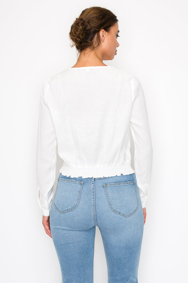 Chicly Wrapped Top (Off White)