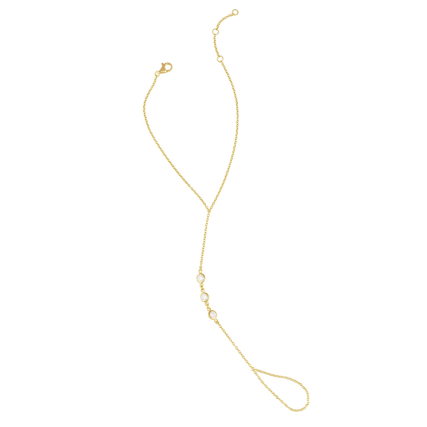 Cz Bezel Hand Chain Bracelet