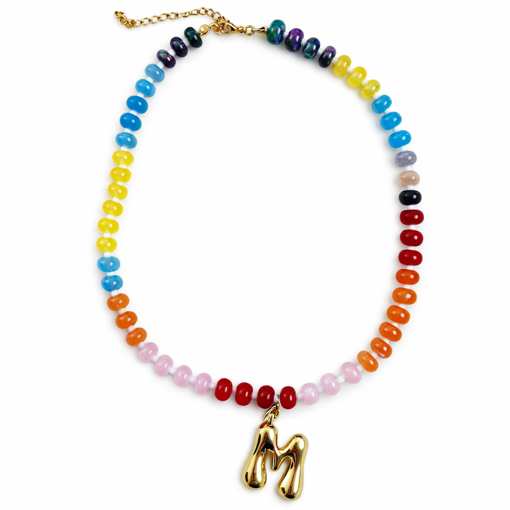 Beaded Bubble Initial Necklace