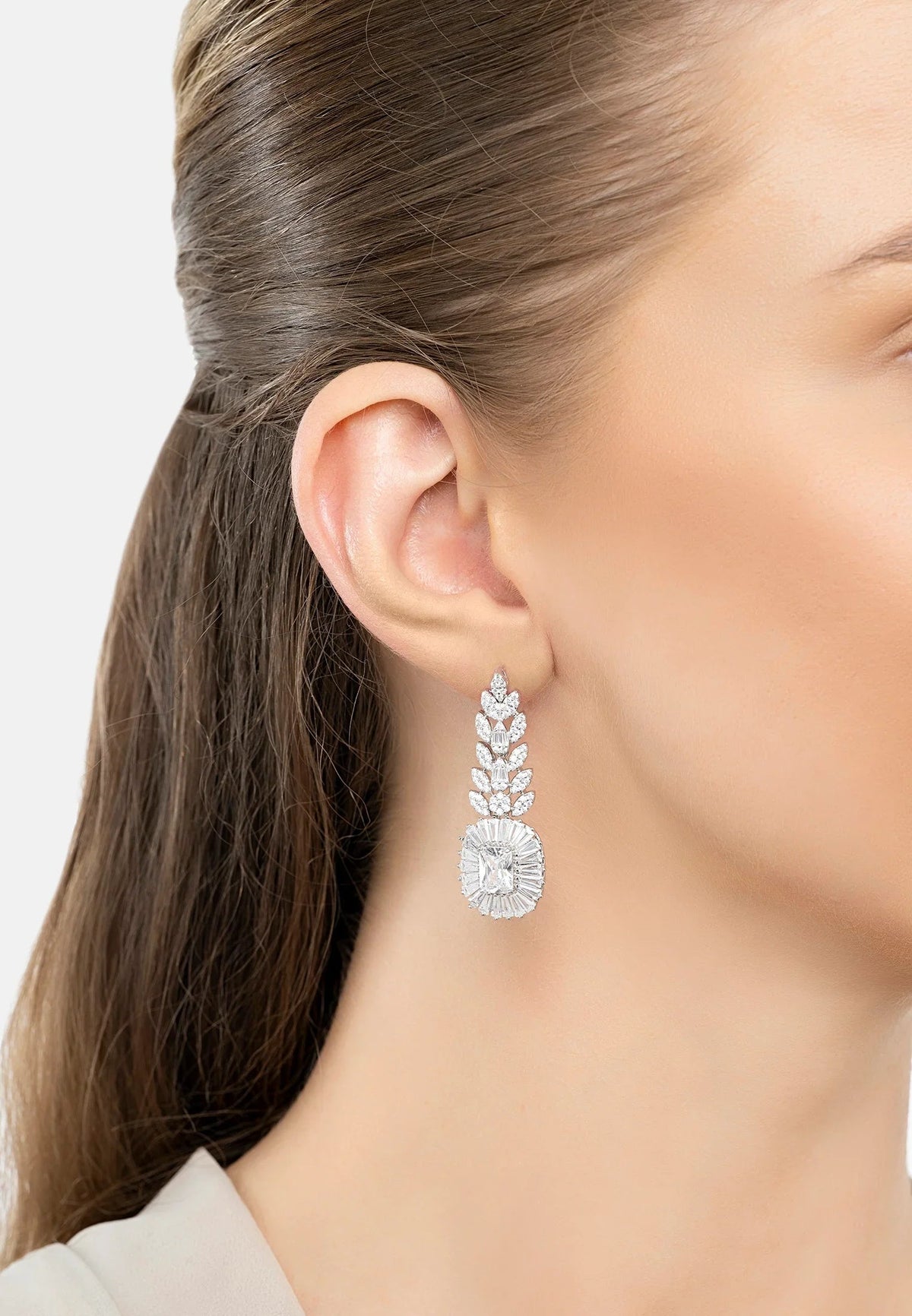 Countess Gemstone Drop Earrings Moissanite Silver