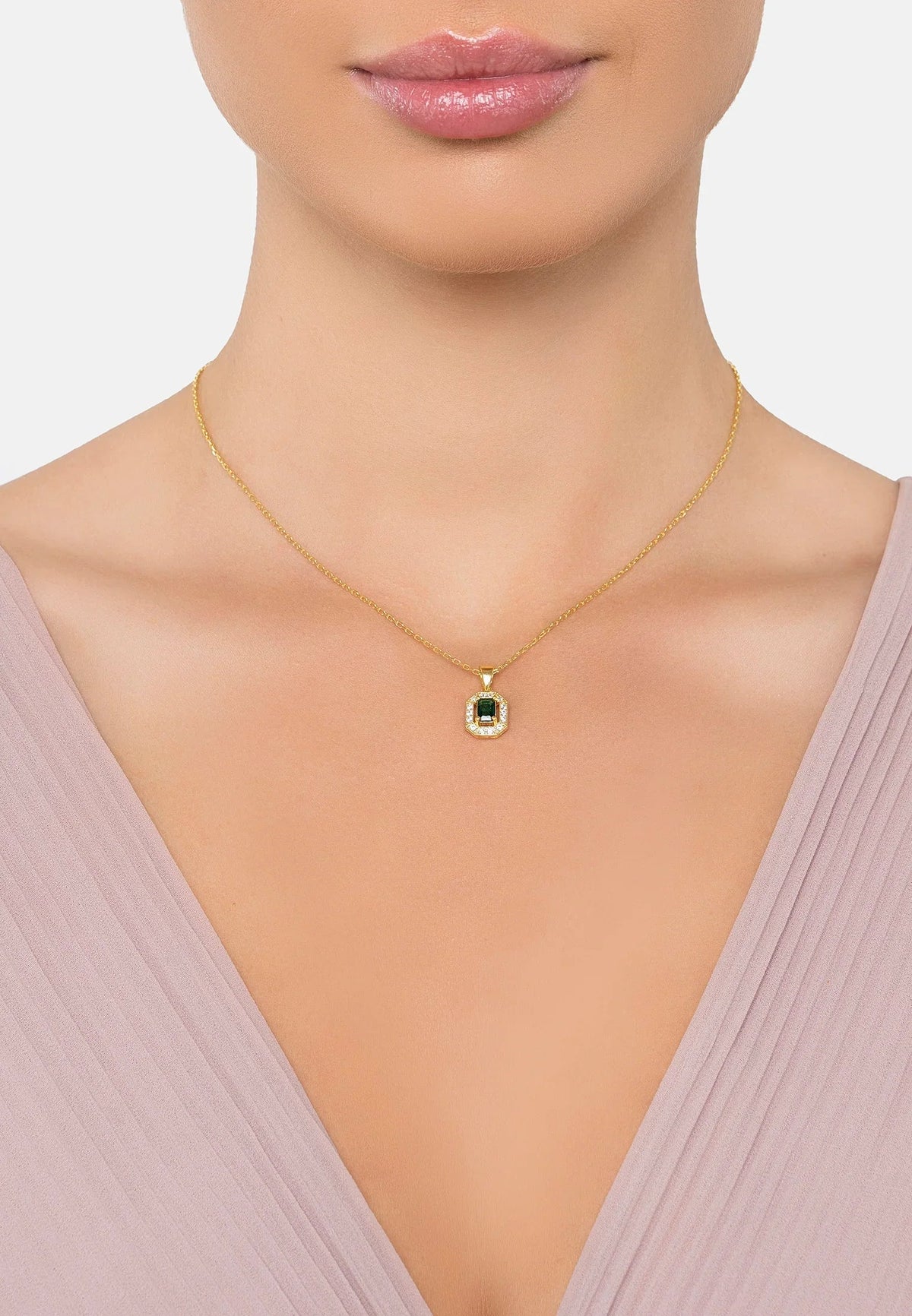 Whistledown Gemstone Pendant Necklace Emerald Gold