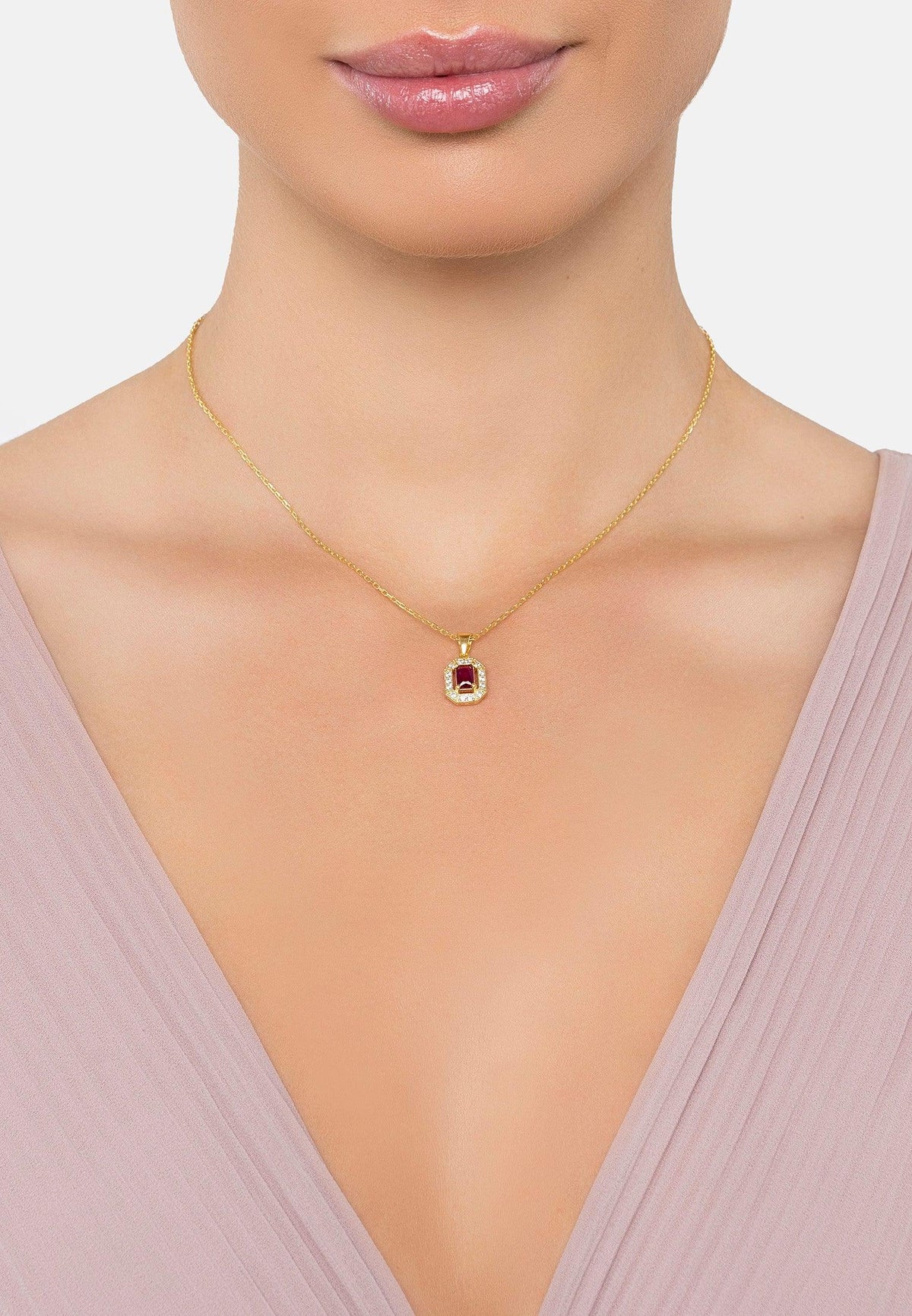 Whistledown Gemstone Pendant Necklace Ruby Gold