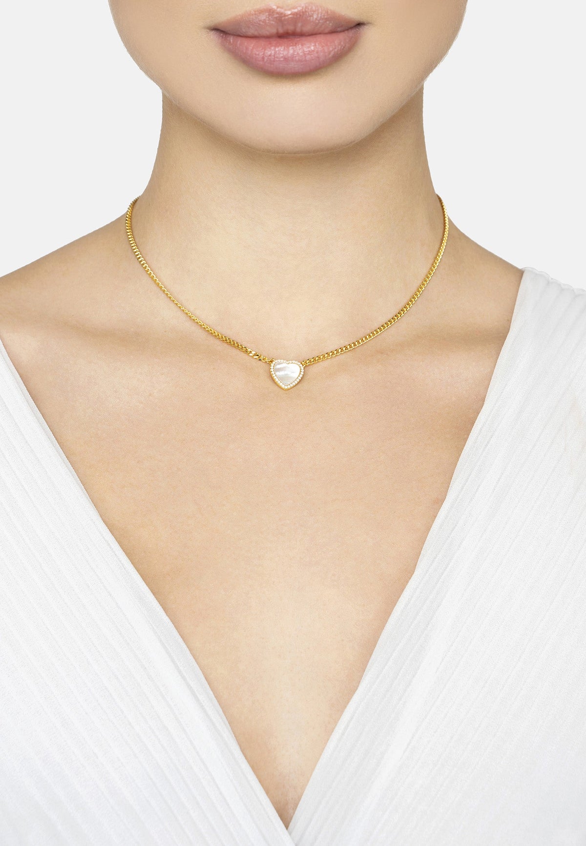 Heart Mother of Pearl Necklace Gold