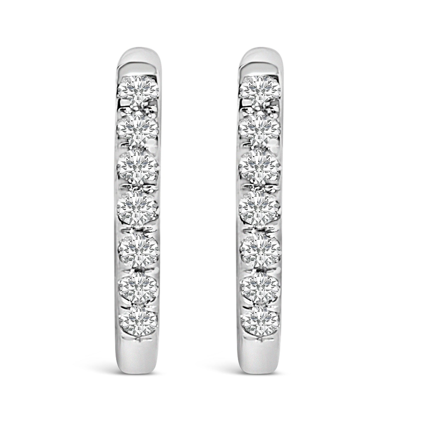 10K Rose Gold 1/4 Cttw Diamond Double Sided Huggie Hoop Earrings
