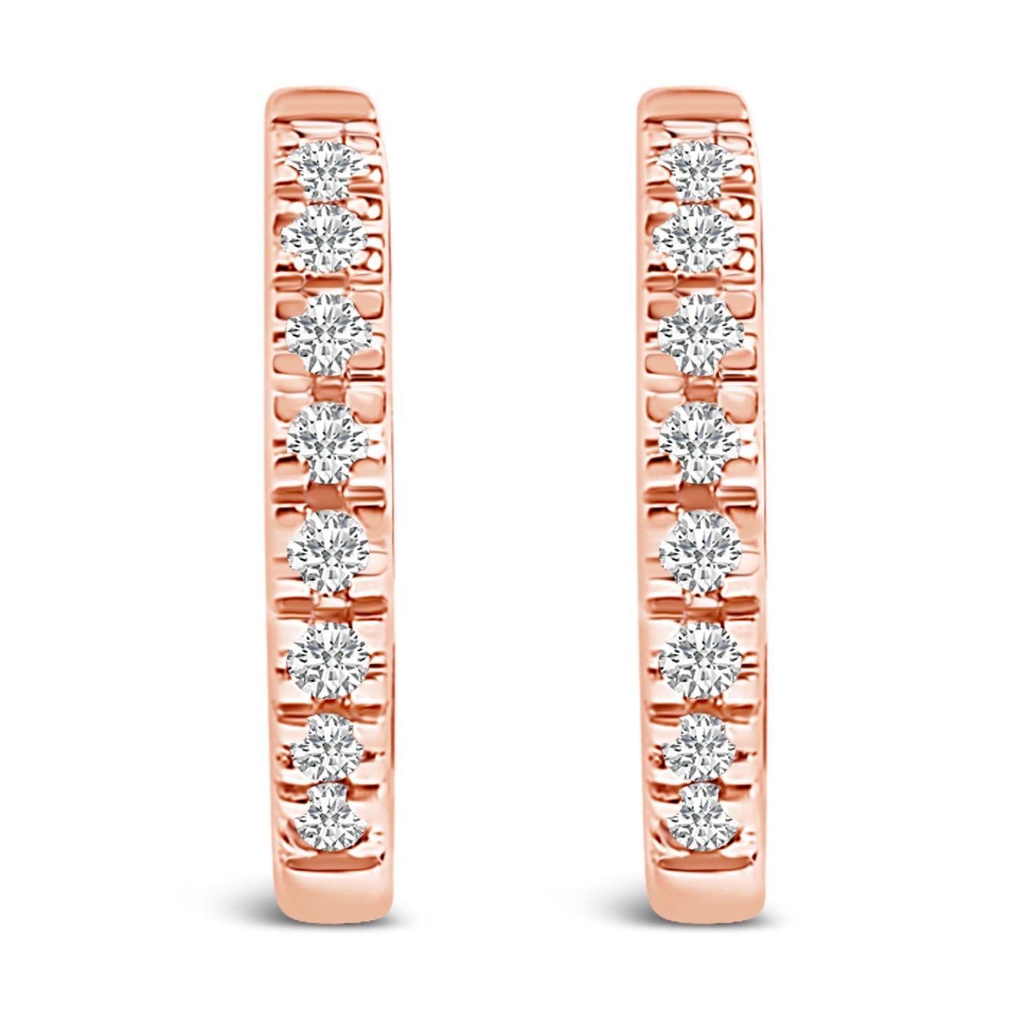 14K Rose Gold 1/5 CTW Diamond Huggie Hoop Earrings