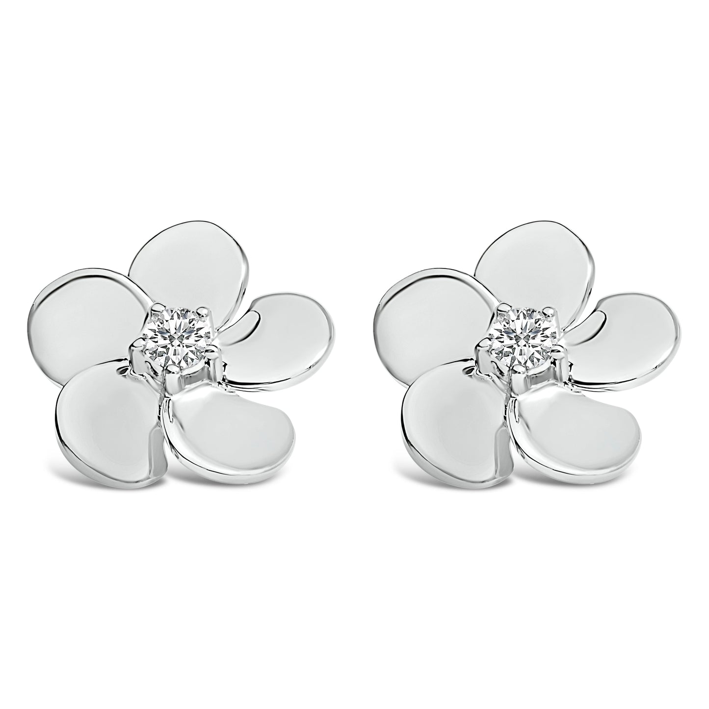 10K White Gold 1/3 Cttw Lab Grown Diamond Flower Petal Stud Earrings