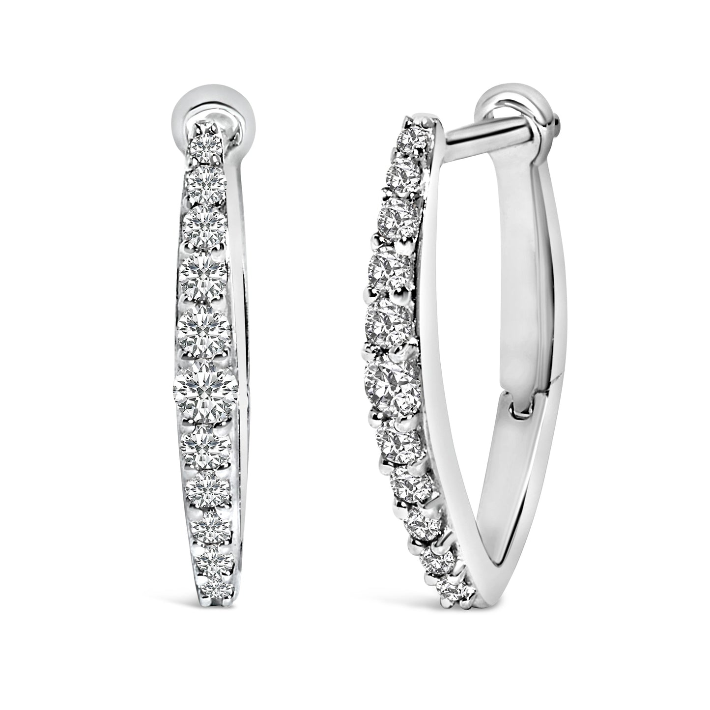 10K White Gold 1/4 Cttw Lab Grown Diamond Heart Shaped Huggy Hoop Earrings