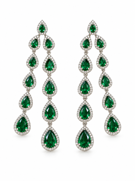 Cecilia Emerald Bezel Drop Earrings