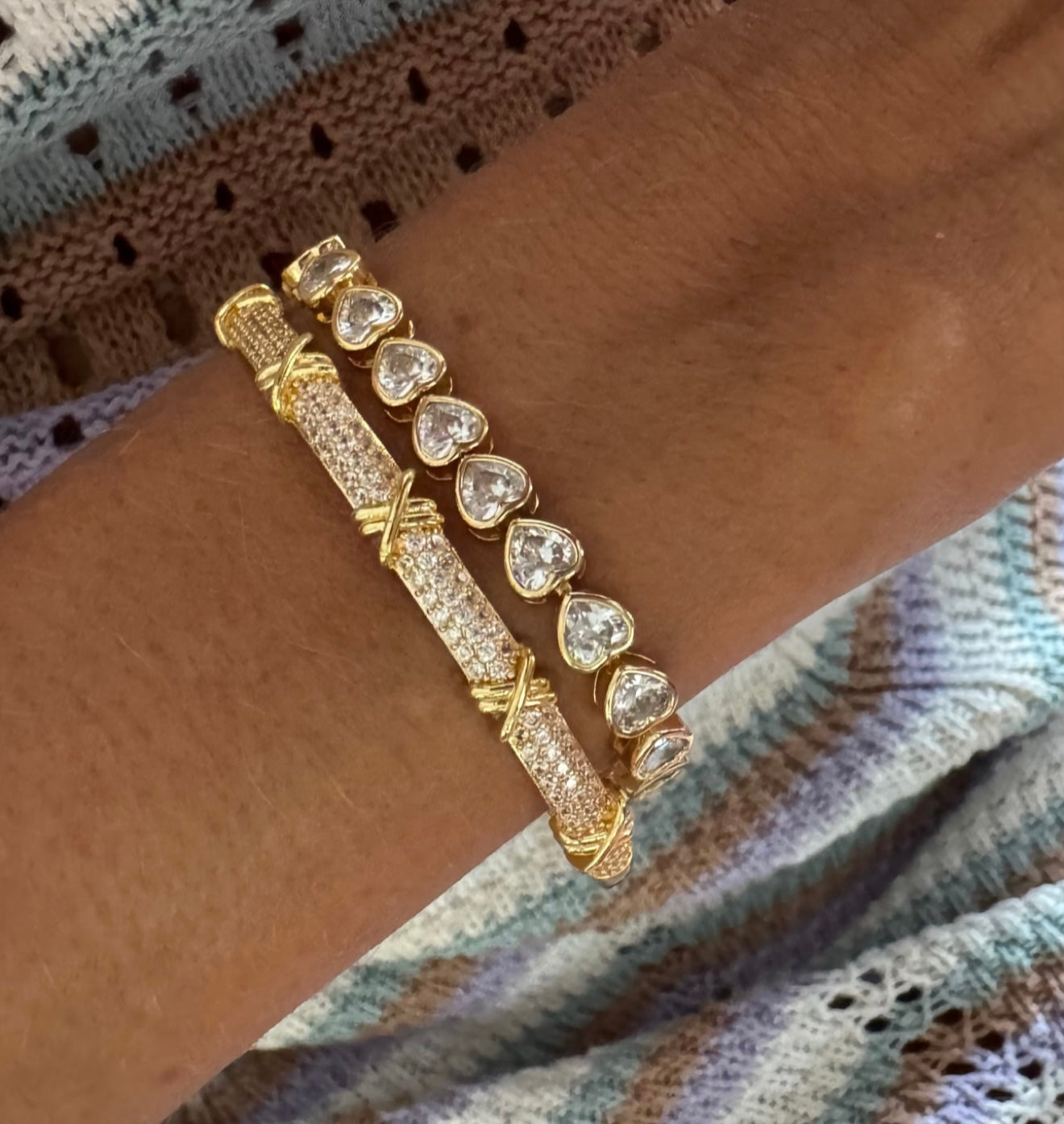 Bezel Heart Tennis Bracelet