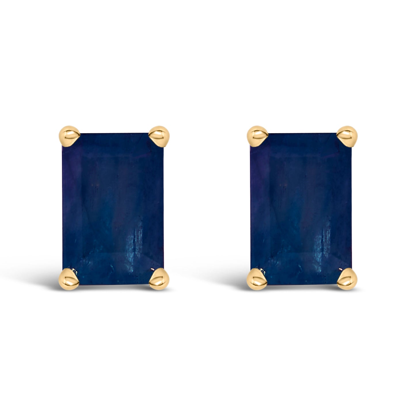 14K White Gold 6x4MM Emerald Shaped Amethyst Solitaire Stud Earrings