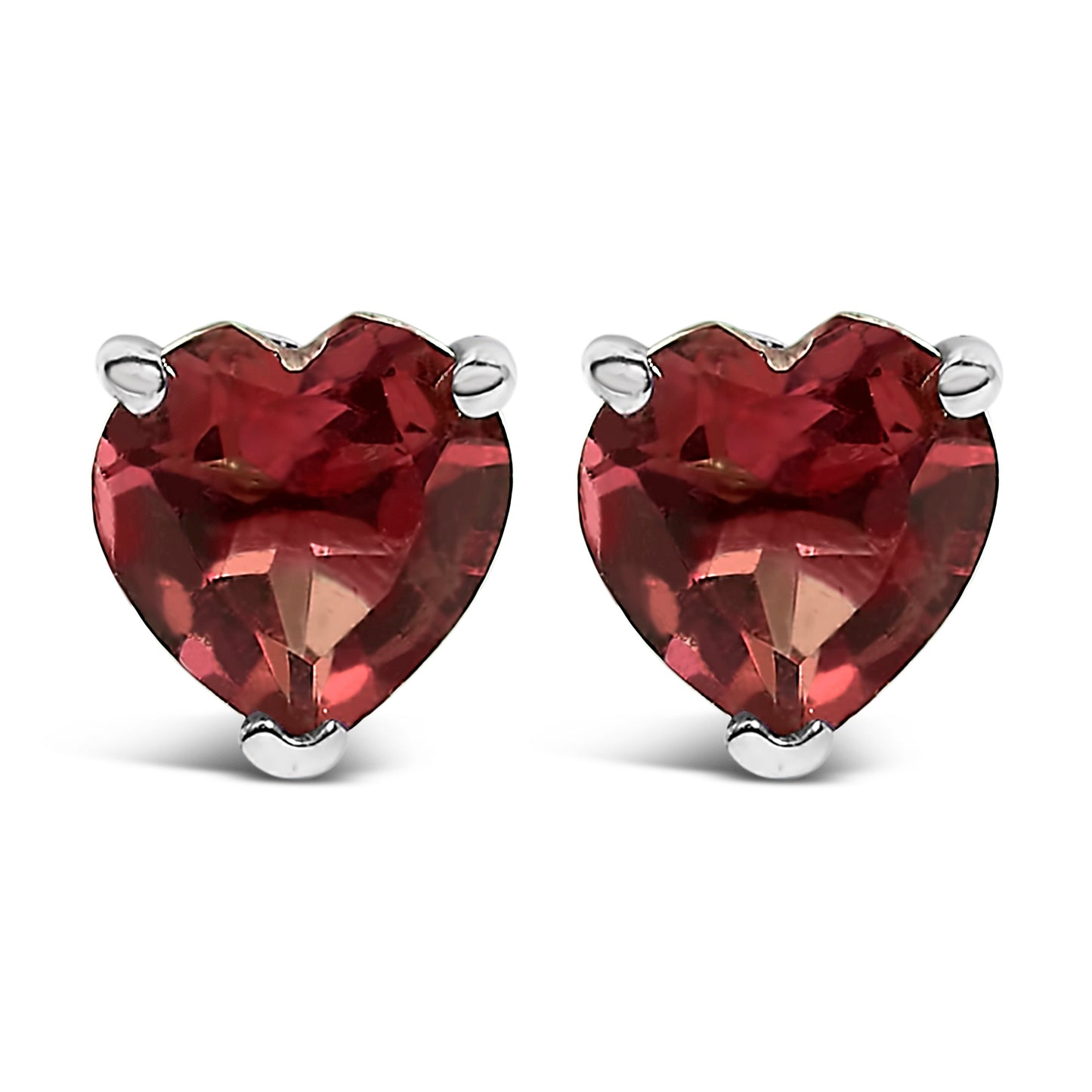 14K White Gold 5MM Heart Cut Purple Amethyst Solitaire Stud Earrings