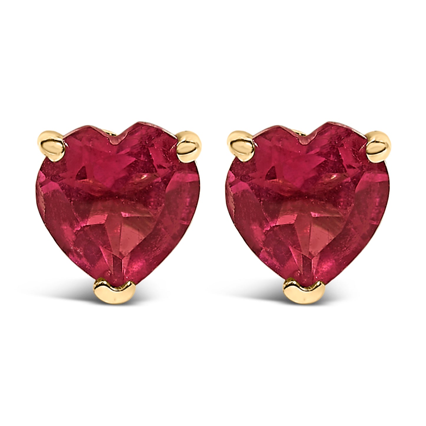 14K White Gold 5MM Heart Cut Purple Amethyst Solitaire Stud Earrings